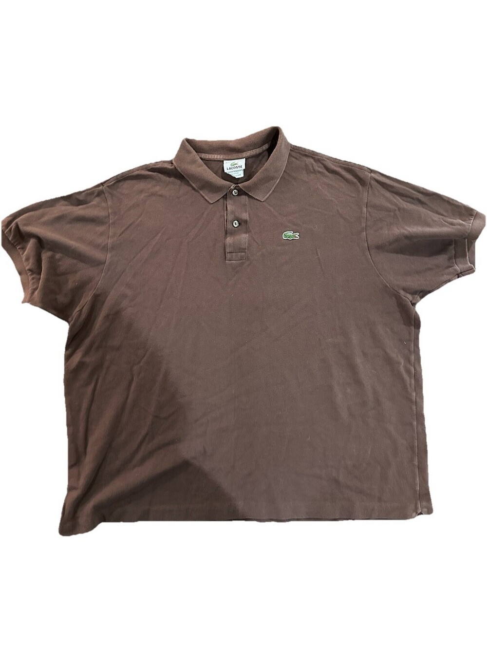 Vintage Lacoste Polo Shirt Brown Crocodile Logo Made In Peru Mens Oversize